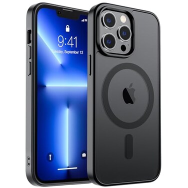 zapica Magnetic for iPhone 13 Pro Max Case Compatible with MagSafe Military Grade Drop Protection Translucent Matte Shockproof AntiScratch Phone Cover Black