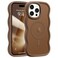 Pepmune for iPhone 15 Pro Max Case Curly Wavy Frame Hard Translucent Matte Clear Back Cover for Women Men Compatible with Magsafe Shockproof TPU Bumper Phone Case for iPhone 15 Pro Max Desert Gold