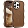 Pepmune for iPhone 15 Pro Max Case Curly Wavy Frame Hard Translucent Matte Clear Back Cover for Women Men Compatible with Magsafe Shockproof TPU Bumper Phone Case for iPhone 15 Pro Max Desert Gold