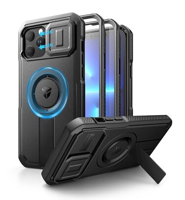 Dexnor for iPhone 13 Pro Max12 Pro Max Case with Slide Camera Cover Adjustable Kickstand Builtin Screen Protector Magsafe Rugged Bumper Cases HeavyDuty Magnetic Protective CoverBlack