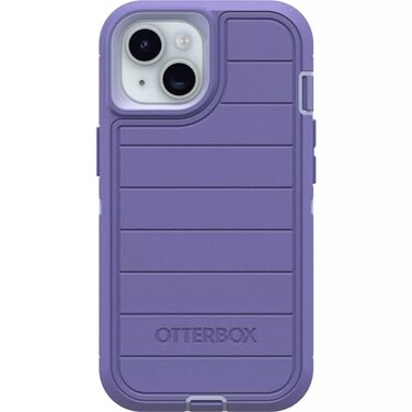 OtterBox iPhone 15 iPhone 14 iPhone 13 Only Defender Series Case Mountain Majesty Purple Case Only Rugged Durable with Port Protection Microbial Defense Protection