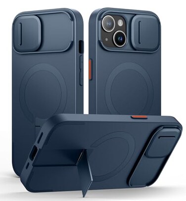 SURITCH for iPhone 1314 Case with Magnetic Camera Slide Cover and Adjustable Kickstand Compatible with MagSafe Shockproof Bumper Case Slim Protective Cover for iPhone 1314 61 Inch Blue