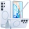 TORRAS Strong Magnetic Seamless Stand for Samsung Galaxy S25 Ultra Case Fit for MagSafe MilGrade Drop Protection Kickstand for Samsung Galaxy S25 Ultra Case Translucent BackSilverblue Edge