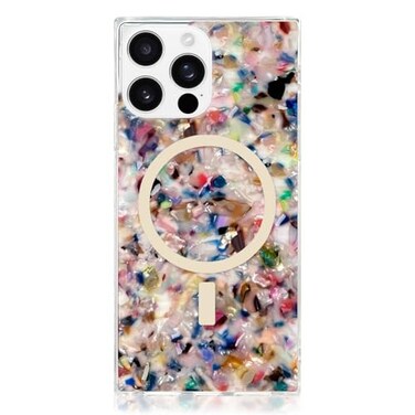 Flaunt Official Square Protective Case Compatible with iPhone 16 Pro Compatible with MagSafe Wireless Charging DropTested Shockproof Rainbow Confetti Tortoise Shell