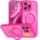 CANSHN 360 Spin Magnetic Stand for iPhone 15 Pro Max Case Full Camera Protection Compatible with Magsafe Translucent Matte Shockproof Protective Kickstand Phone Cover 67 Hot Pink