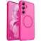 CANSHN Designed for Samsung Galaxy S25 Plus Case 2025 Full Camera Protection Compatible with Magsafe Translucent Matte Back Protective Phone Cover Hot Pink