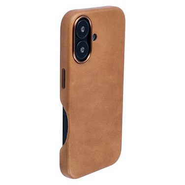Dockem Genuine Leather Case V2 for iPhone 16 with Full Camera Control Cutout Compatible with MagSafe MSGL Light Brown