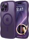 CAPRARO for iPhone 16 Pro Case for Women Girls Upgraded Full Camera Protection Compatible with MagSafe Cute Wave Translucent Matte Phone Case for iPhone 16 Pro Deep Purple