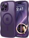 CAPRARO for iPhone 16 Pro Case for Women Girls Upgraded Full Camera Protection Compatible with MagSafe Cute Wave Translucent Matte Phone Case for iPhone 16 Pro Deep Purple