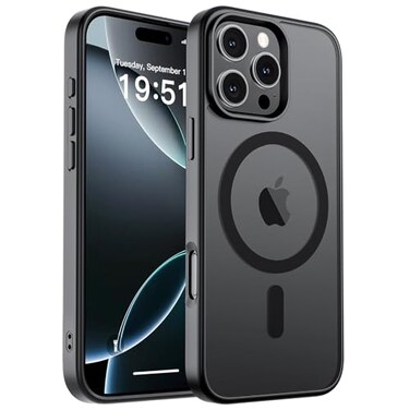 zapica Magnetic for iPhone 16 Pro Max Case Compatible with MagSafe Military Grade Drop Protection Translucent Matte Shockproof AntiScratch Phone Cover Black