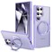 Zalinbo Compatible with Samsung Galaxy S22 S23 Ultra Case with 360Rotatable Magnetic Ring Stand Compatible with MagSafe Military Protection Shockproof Translucent Phone CasePurple