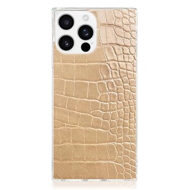 Flaunt Official Square Protective Case Compatible with iPhone 16 Pro Max Compatible with MagSafe Wireless Charging DropTested Shockproof Tan Crocodile