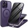 BERFY for iPhone 14 Pro Max Case Compatible with MagSafe Builtin Privacy Screen Protector Camera Protection Shockproof Full Body Phone Case 67 Translucent Purple