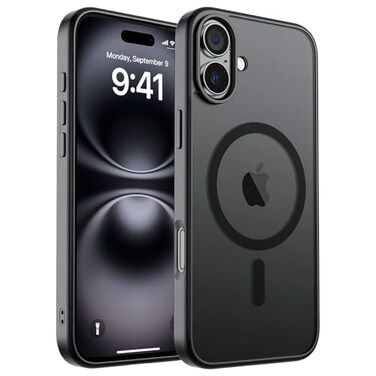 zapica Magnetic for iPhone 16 Plus Case Compatible with MagSafe Military Grade Drop Protection Translucent Matte Shockproof AntiScratch Phone Cover Black