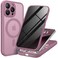 BERFY for iPhone 14 Pro Max Case Compatible with MagSafe Builtin Privacy Screen Protector Camera Protection Shockproof Full Body Phone Case 67 Translucent Palevioletred