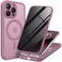 BERFY for iPhone 14 Pro Max Case Compatible with MagSafe Builtin Privacy Screen Protector Camera Protection Shockproof Full Body Phone Case 67 Translucent Palevioletred