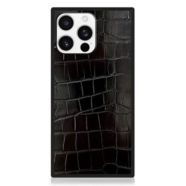 Flaunt Official Square Protective Case Compatible with iPhone 16 Pro Max Compatible with MagSafe Wireless Charging DropTested Shockproof Black Crocodile