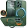 CANSHN 360 Spin Magnetic Stand for iPhone 16 Pro Max Case with Camera Control Full Camera Protection Compatible with Magsafe Translucent Matte Shockproof Protective Phone Cover 69 Deep Green