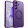 CANSHN Designed for Samsung Galaxy S25 Case 2025 Full Camera Protection Compatible with Magsafe Translucent Matte Back Protective Phone Cover Deep Purple