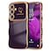 LCHULLE for Samsung Galaxy S25 Plus Case for Women Girls Cute Wave Frame Curly Shape with Love Heart Camera Protection Cover Luxury Plating Shockproof Phone Case for Galaxy S25 Plus 5G Dark Purple