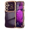 LCHULLE for Samsung Galaxy S25 Plus Case for Women Girls Cute Wave Frame Curly Shape with Love Heart Camera Protection Cover Luxury Plating Shockproof Phone Case for Galaxy S25 Plus 5G Dark Purple