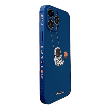 Yonds Queen for iPhone 13 Cute Case Cool Cartoon Swing Astronaut Planet Moon Design Stylish Soft TPU Bumper Shockproof AntiSlip Protector Case iPhone 13 Blue Planet