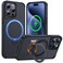 FlyReal Designed for iPhone 15 Pro Max Case with 360 Magnetic Stand Carbon Fiber Phone Case Compatible with Magsafe 16FT Military Protection with Stand Ring 67 Black