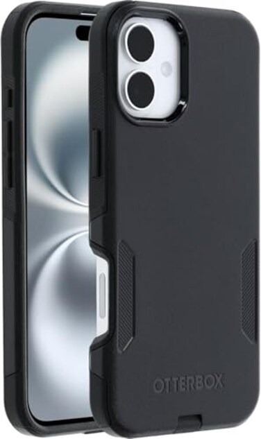 OtterBox iPhone 16 Phone Case Commuter Series Slim Rugged DualLayer Protection MagSafe Compatible ShockAbsorbing Drop Resistant NonRetail Packaging Black
