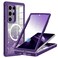 Hensione for Galaxy S24 Ultra CaseCompatible with MagSafeMagnetic Glitter Case Builtin 9H Tempered Glass Screen ProtectorShockproof Protective Case for Samsung Galaxy S24 UltraAll Purple