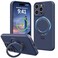 Vanxiliiy Compatible with iPhone 13 Pro Max Case Stand Slim Full Camera Protection Liquid Silicone Phone Case Suitable for iPhone 13 Pro Max Compatible with MagSafe Ring Magnetic Kickstand Dark Blue