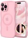 CAPRARO for iPhone 16 Pro Case for Women Girls Upgraded Full Camera Protection Compatible with MagSafe Cute Wave Translucent Matte Phone Case for iPhone 16 Pro Peach Pink