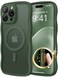 CAPRARO for iPhone 16 Pro Max Case for Women Girls Upgraded Full Camera Protection Compatible with MagSafe Cute Wave Translucent Matte Phone Case for iPhone 16 Pro Max Deep Green