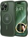CAPRARO for iPhone 16 Pro Case for Women Girls Upgraded Full Camera Protection Compatible with MagSafe Cute Wave Translucent Matte Phone Case for iPhone 16 Pro Deep Green