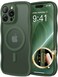 CAPRARO for iPhone 16 Pro Case for Women Girls Upgraded Full Camera Protection Compatible with MagSafe Cute Wave Translucent Matte Phone Case for iPhone 16 Pro Deep Green