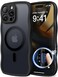 CAPRARO for iPhone 16 Pro Max Case for Women Girls Upgraded Full Camera Protection Compatible with MagSafe Cute Wave Translucent Matte Phone Case for iPhone 16 Pro Max Black
