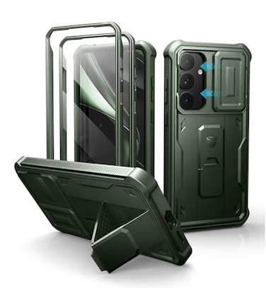 Dexnor for Samsung Galaxy S25 Plus Case with Builtin Slide Camera Cover Screen Protector KickstandHeavyDuty Shockproof Rugged Case FullBody Bumper Cover for Galaxy S25 Plus2025Army Green