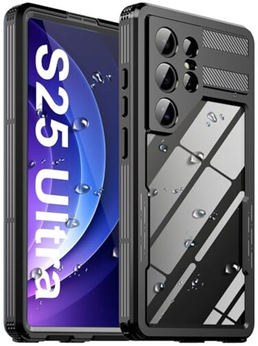 Ezanmull for Samsung Galaxy S25 Ultra Waterproof Case with Builtin Screen Protector Dustproof Shockproof Full Body Underwater Protective Phone Case Cover for Samsung Galaxy S25 Ultra 5G 69 Black