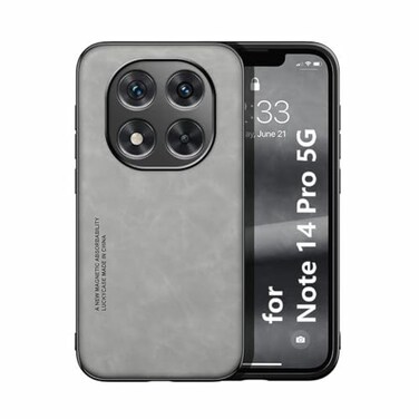 Kepuch Silklike Case Compatible for Redmi Note 14 Pro 5G Magnetic Holder Builtin Metal Plate Cover Bumper Gray