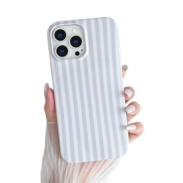 Yeddabox for iPhone 14 Pro Case Cute Striped Phone Case Soft TPU Slim Shockproof Phone Cover for Women Girls Blue and White