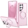 Zalinbo for Samsung Galaxy S25 Ultra Case with 360Rotatable Magnetic Ring Stand Compatible with MagSafe Military Protection Shockproof Matte Translucent Phone Cases for S25 Ultra 69Pink