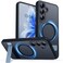 CANSHN Strong Magnetic Seamless Stand Designed for Samsung Galaxy S25 Plus Case 2025 Adjustable Kickstand Compatible with Magsafe Translucent Matte Back Black