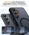 CANSHN Strong Magnetic Seamless Stand Designed for Samsung Galaxy S25 Plus Case 2025 Adjustable Kickstand Compatible with Magsafe Translucent Matte Back Black