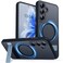 CANSHN Strong Magnetic Seamless Stand Designed for Samsung Galaxy S25 Plus Case 2025 Adjustable Kickstand Compatible with Magsafe Translucent Matte Back Black