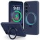 Vanxiliiy for Samsung Galaxy S25 S25 Plus Case with Stand Slim Liquid Silicone Phone Cases for Galaxy S25 Plus Compatible with MagSafe Magnetic Ring Kickstand Case Full Camera Protection Dark Blue