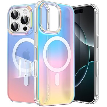 JETech Iridescent Case for iPhone 16 Pro Max 69Inch with Camera Control Capture Button Compatible with MagSafe Cute Unique and Aesthetic Design Colorful Translucent Cover Iridescent