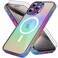 Bonoma for iPhone 15 Pro Max Case Magnetic Support for Magsafe Bling Laser Iridescent Florescent Crystal Luxury Camera Protector 2 Screen Protector Shockproof Edge Cover Purple