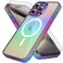 Bonoma for iPhone 15 Pro Max Case Magnetic Support for Magsafe Bling Laser Iridescent Florescent Crystal Luxury Camera Protector 2 Screen Protector Shockproof Edge Cover Purple