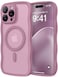 CAPRARO Cute for iPhone 15 Pro Case Compatible with MagSafe Curly Wave Edge Full Camera Protection 14 FT Drop Protection Magnetic Phone Case for 15 Pro 61 Inch Black Currant