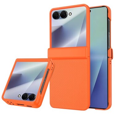 STORMTAL for Samsung Galaxy Z Flip 7 Case with Hinge Protection Cover Screen Protector NonSlip Texture Scratch Resistant Shockproof Rugged Slim Fit Phone Cover for Galaxy Z Flip 7 2025 Orange