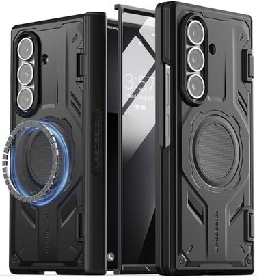 VRS DESIGN Terra Guard Active for Galaxy Z Fold 7 2025 Rugged Magnetic Case with Builtin Screen Protector SemiAuto Hinge Protection Matte Black